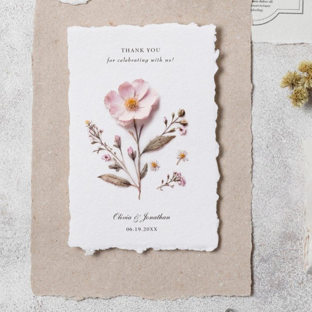 Pressed Flowers Wedding Thank You Card (Creator Uploaded)