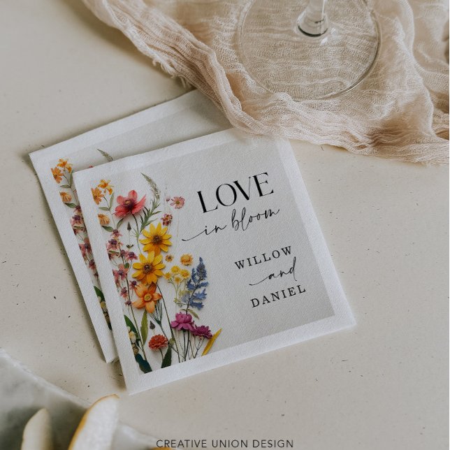 Pressed Flowers Wildflower Boho Wedding Napkin (Creator Uploaded)