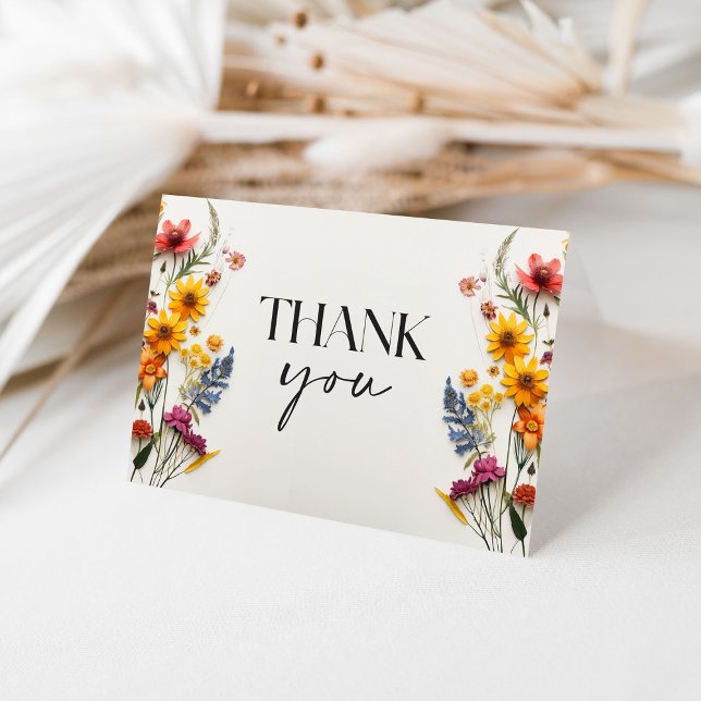 Pressed Flowers Wildflower Bridal Shower Thank You Card (Creator Uploaded)