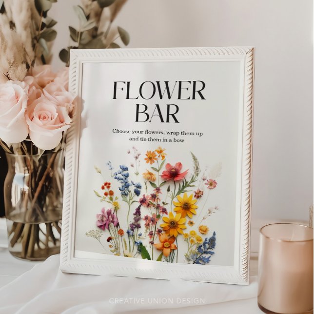 Pressed Flowers Wildflower Flower Bar Sign (Creator Uploaded)