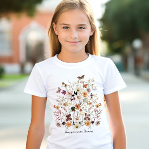 Pressed Flowers Wildflowers Name Cottagecore Girls T-Shirt