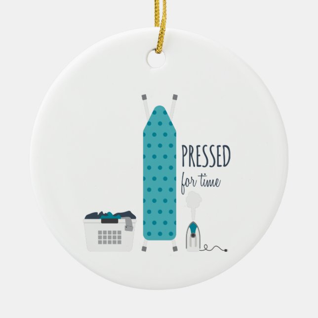Pressed For Time Ceramic Tree Decoration (Front)