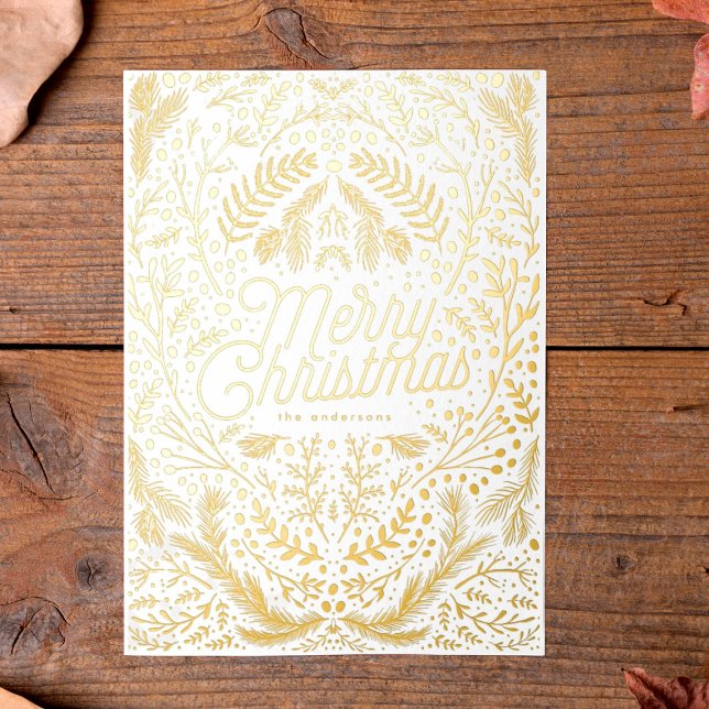 Pressed Gold Foliage & Berries Merry Christmas (Creator Uploaded)