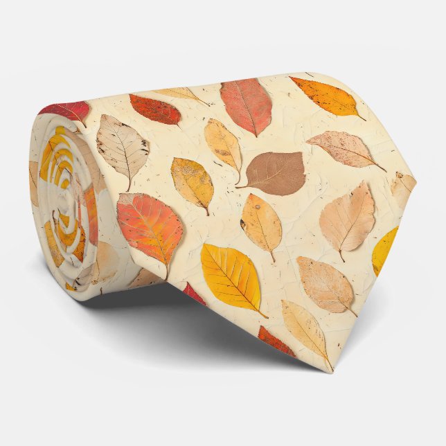 Pressed Leaf Harmony – Vintage Botanical Tie (Rolled)