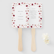 Pressed Red Pink and Cream, floral Wedding program
