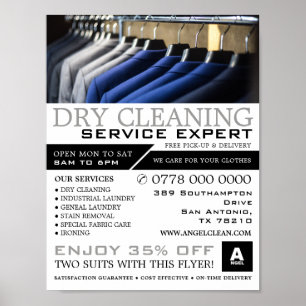 Pressed Suits, Dry Cleaners, Cleaning Advertising Poster
