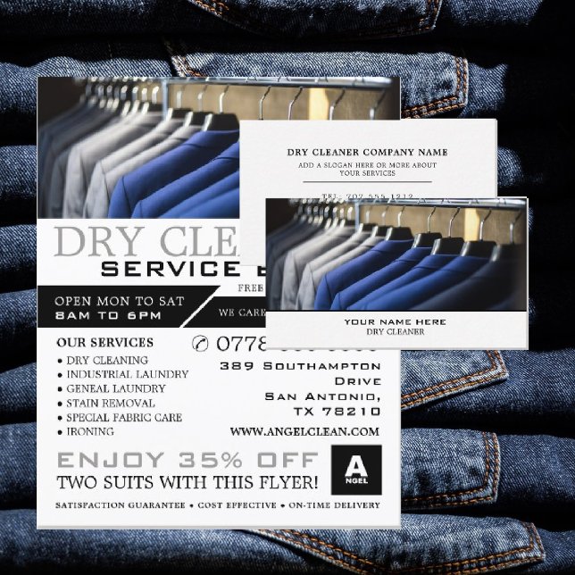 Pressed Suits, Dry Cleaners, Cleaning Service Business Card (Creator Uploaded)