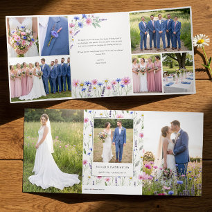 Pressed Wildflower 9 Wedding Photo Collage Tri-Fold Card