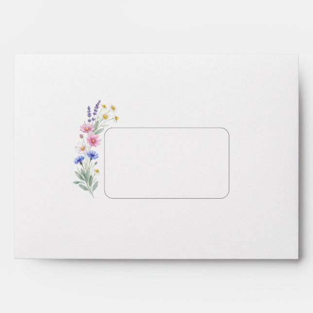 Pressed Wildflower Addressed Wedding Invitation Envelope (Front)