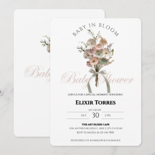 Pressed Wildflower Baby in Bloom Boho Baby Shower Invitation