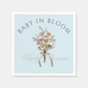 Pressed Wildflower Baby in Bloom Boho Baby Shower Napkin