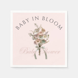 Pressed Wildflower Baby in Bloom Boho Baby Shower Napkin