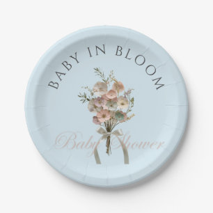 Pressed Wildflower Baby in Bloom Boho Baby Shower Paper Plate