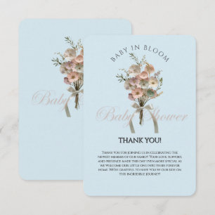 Pressed Wildflower Baby in Bloom Boho Baby Shower Thank You Card