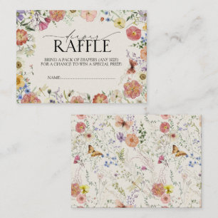 Pressed Wildflower Baby Shower Diaper Raffle Enclosure Card