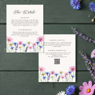 Pressed Wildflower Botanical Wedding Information Enclosure Card