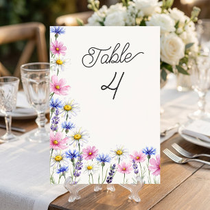 Pressed Wildflower Botanical Wedding Table Number