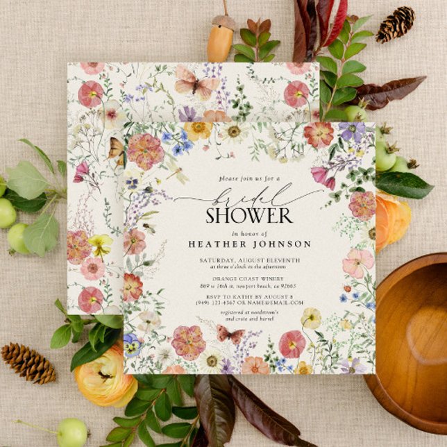 Pressed Wildflower Floral Frame Bridal Shower Invi Invitation (Creator Uploaded)