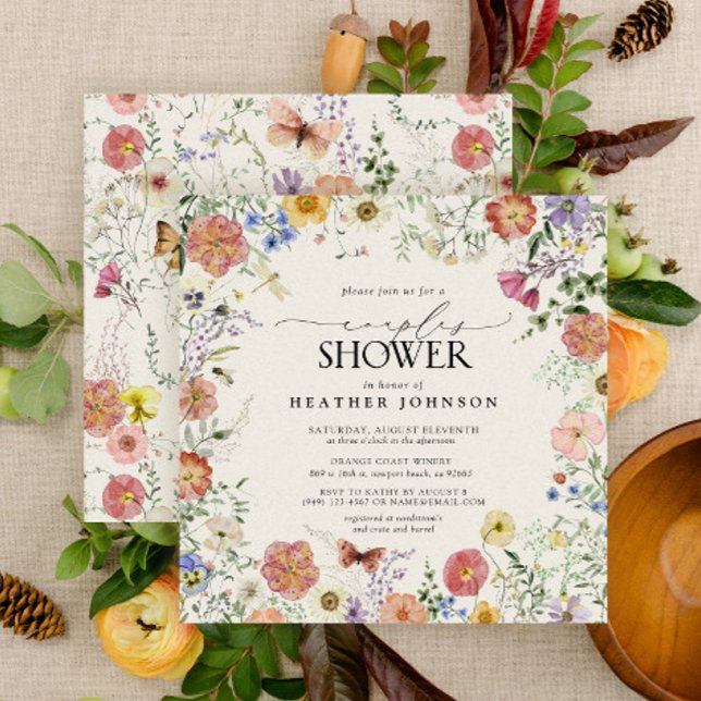 Pressed Wildflower Floral Frame Couples Shower Invitation (Creator Uploaded)