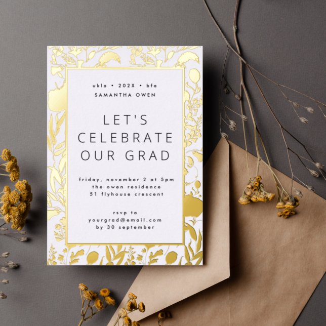 Pressed WildFlower Leaf Graduation Party Gold (Creator Uploaded)