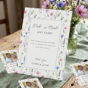 Pressed Wildflower Pick A Card Guestbook Pedestal Sign
