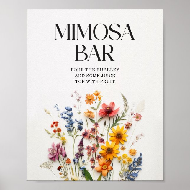 Pressed Wildflowers Baby Shower Mimosa Bar Sign (Front)