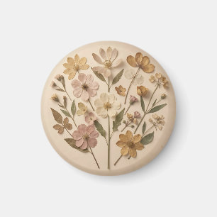 Pressed Wildflowers Botanical Bouquet Vintage Magnet