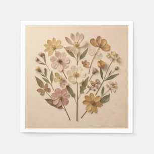 Pressed Wildflowers Botanical Bouquet Vintage Napkin