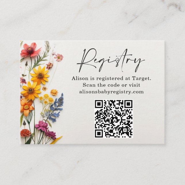 Pressed Wildflowers Registry Enclosure Cards (Front)