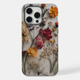 Pressed Wildflowers with White Background iPhone 15 Pro Max Case