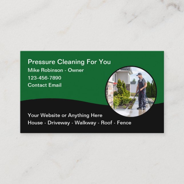Pressure Cleaning Washing Theme  Business Card (Front)