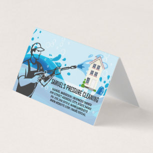 Pressure Cleaning   Worker   Soap Bubbles  Business Card
