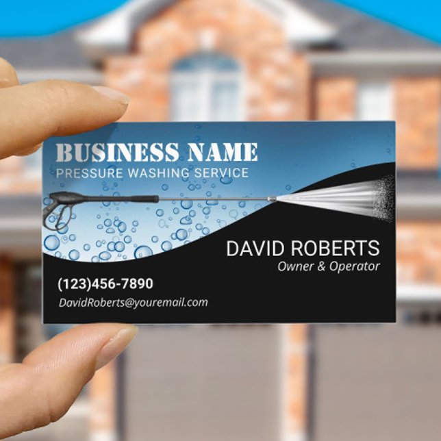 Pressure Power Wash Water Drops Cleaning  Business Card (Creator Uploaded)