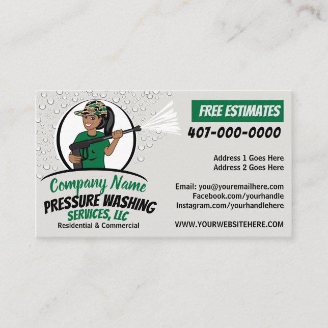 Pressure Power Washing & Cleaning African American Business Card (Front)