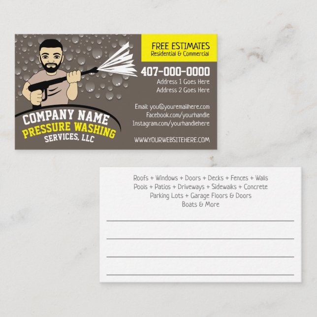 Pressure Power Washing & Cleaning Customisable Bus Business Card (Front/Back)