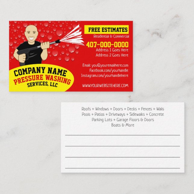 Pressure Power Washing & Cleaning Customisable Bus Business Card (Front/Back)