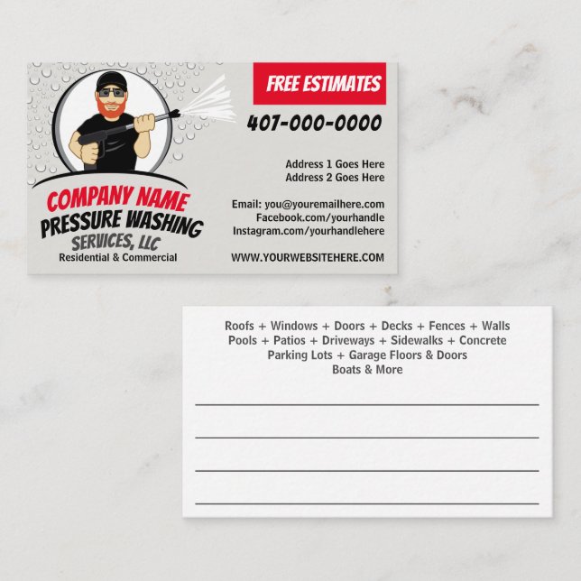 Pressure Power Washing & Cleaning Customisable Bus Business Card (Front/Back)