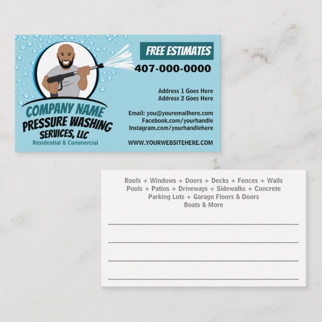Pressure Power Washing & Cleaning Customisable Bus Business Card (Front/Back)