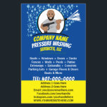 Pressure Power Washing & Cleaning Customisable Flyer<br><div class="desc">Personalise and customise this eyecatching pressure washing (power washing) professional door hanger template design to suit your business/company's needs. This pressure washing template displays picture of pressure washer character. Add your logo for more effective branding. Customise the coupon offer on door hanger to attract potential clients. Great for increasing visibility...</div>