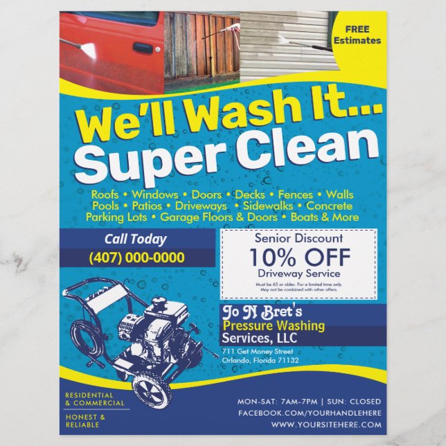 Pressure Power Washing  Flyer Template (Front)