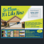 Pressure Power Washing Flyer Template<br><div class="desc">Personalise and customise this eyecatching pressure washing (power washing) professional flyer template design to suit your business/company's needs. This pressure washing template displays images of before and after pressure washed surfaces. Add your logo for more effective branding. Customise the coupon offer on flyer to attract potential clients. Great for Every...</div>