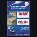 Pressure Power Washing  Half Page Template<br><div class="desc">Customise this pressure washing (power washing) half page flyer template design to suit your needs and business. This pressure washing template displays pressure washer and water beads background.</div>