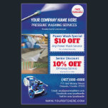 Pressure Power Washing  Half Page Template<br><div class="desc">Customise this pressure washing (power washing) half page flyer template design to suit your needs and business. This pressure washing template displays pressure washer and water beads background.</div>