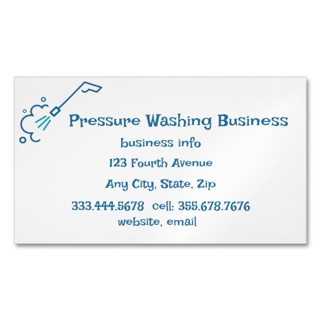 Pressure Power Washing Service Custom  Magnetic Business Card (Front)