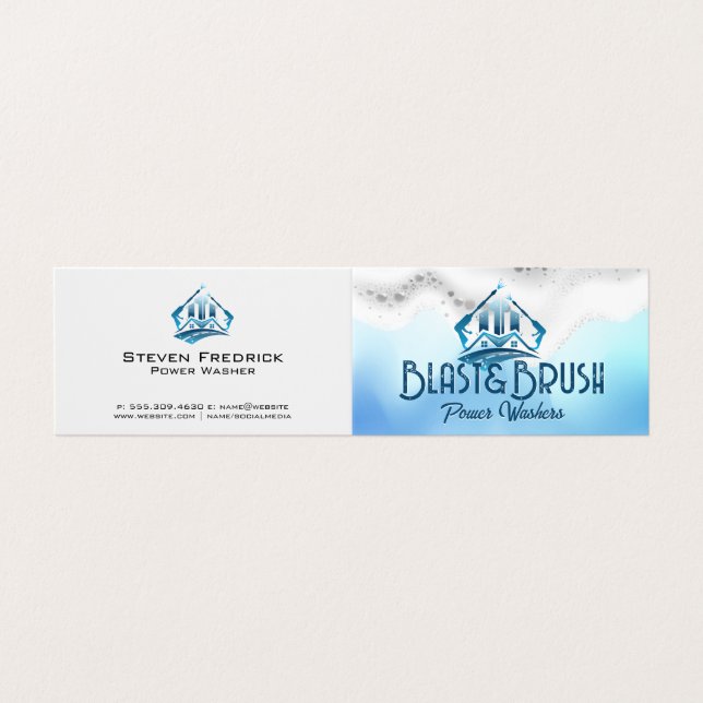 Pressure Wash Logo | Soap Suds Business Card (Outside Unfolded)