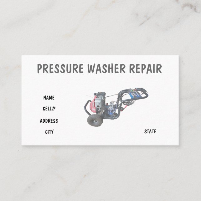 Pressure Washer Repair Business Card (Front)
