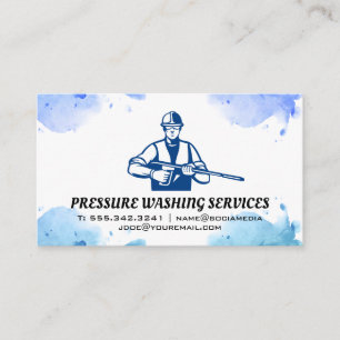 Pressure Washer Worker Business Card