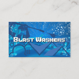 Pressure Washer Worker   Water Soap Bubbles Business Card