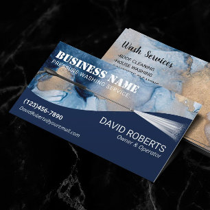 Pressure Washing Abstract Navy & Gold Cleaning  Business Card