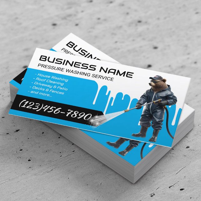 Pressure Washing Bear Power Wash Cleaning Service Business Card (Creator Uploaded)